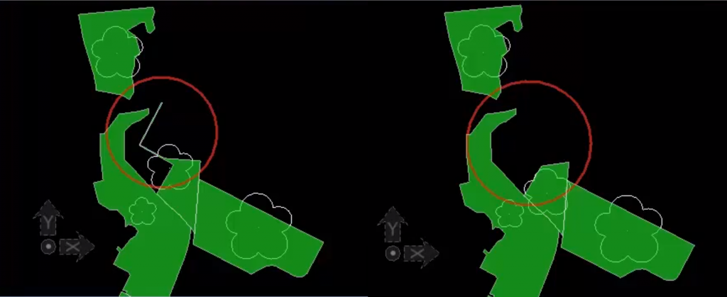 A CAD file with GIS updates applied via a roundtrip data conversion.