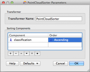 PointCloudSorter parameters