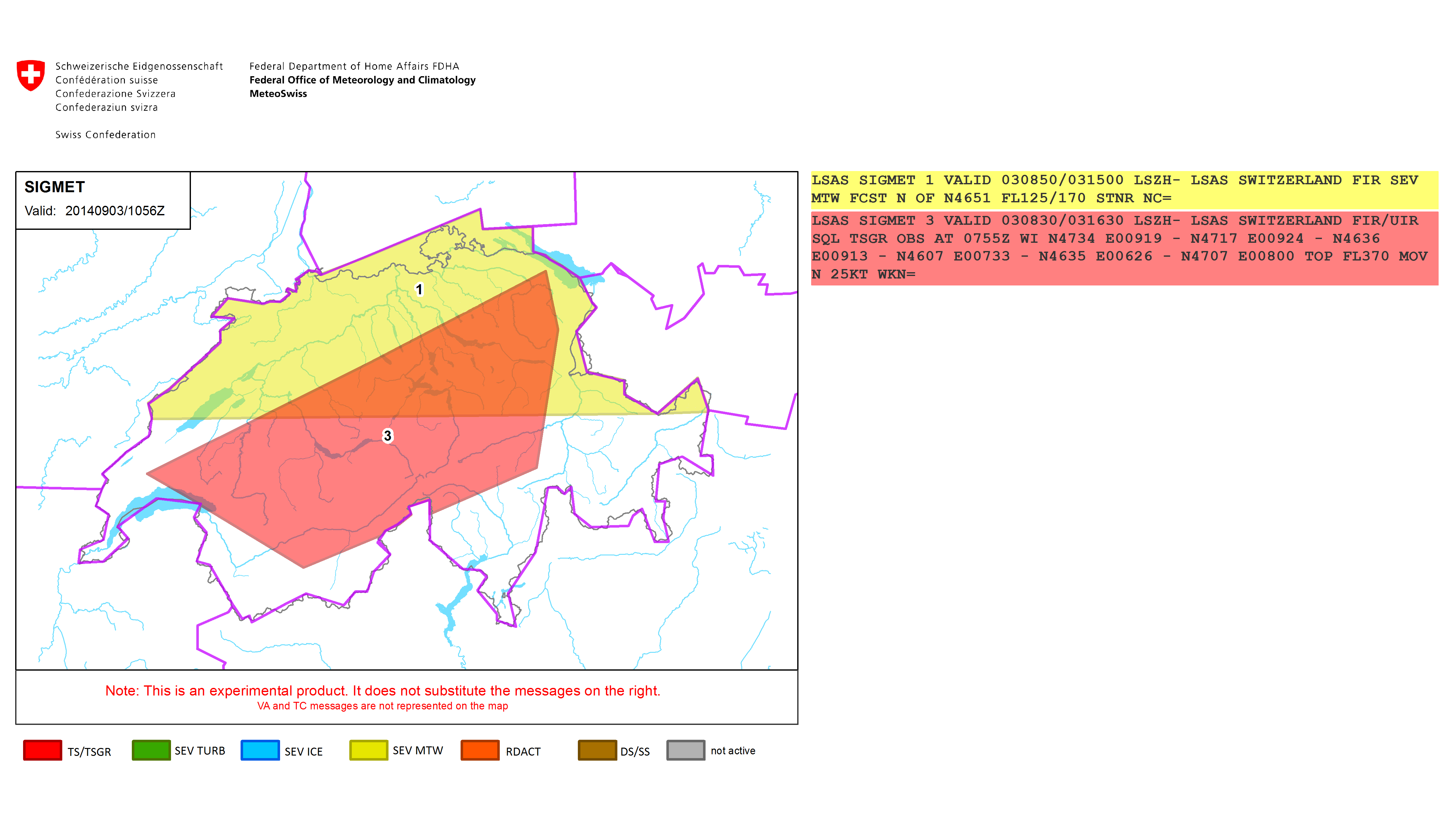 This sample report shows two overlapping SIGMET alerts. Click for a high-res version. 
