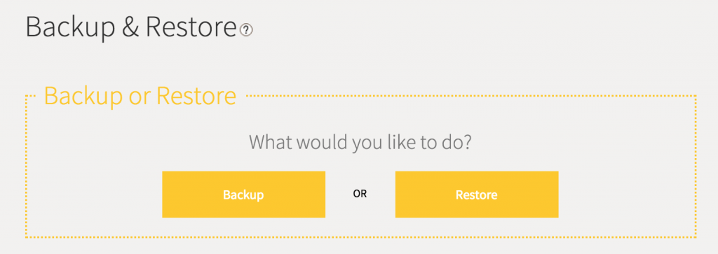 Blissful simplicity in the latest Backup & Restore web UI.
