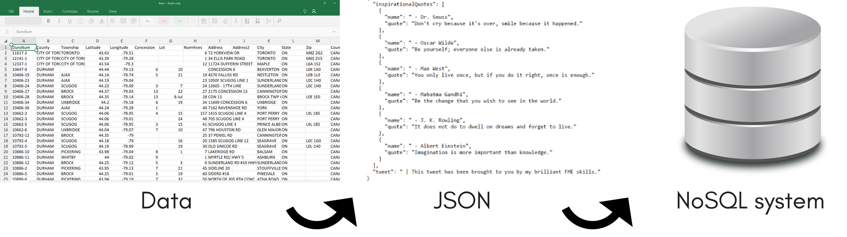 Data to JSON to NoSQL