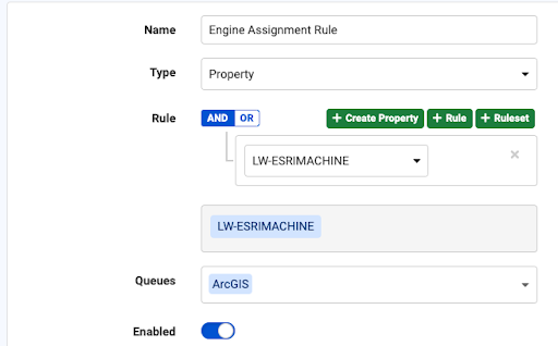 property value when setting up the Engine Assignment Rule