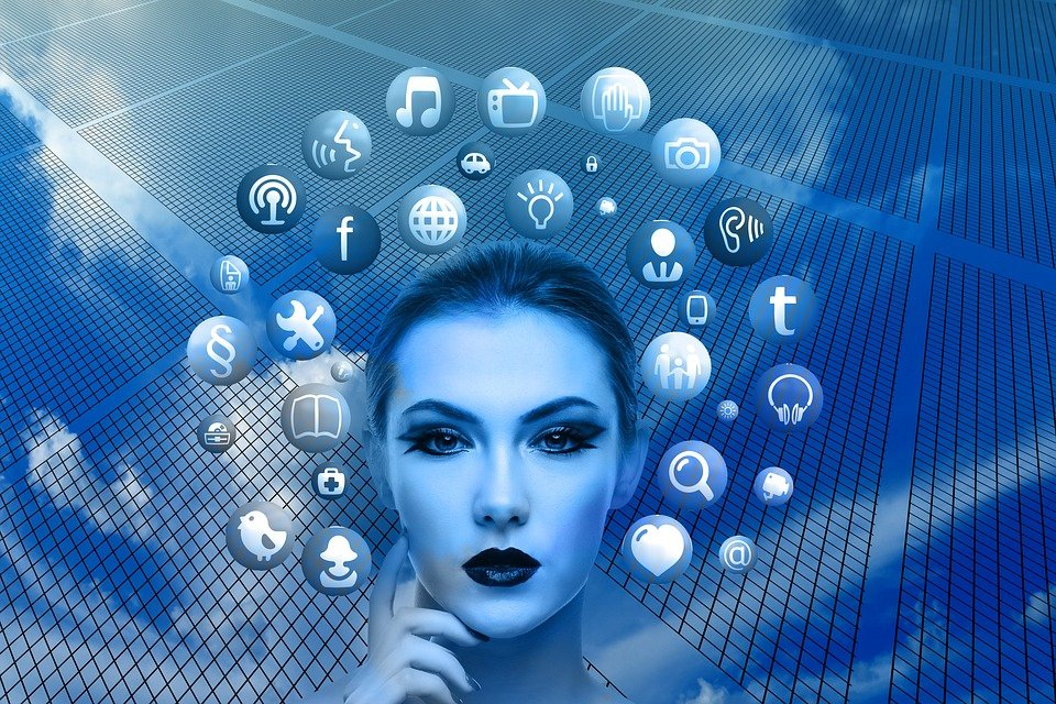 shows a woman with many different applications to show improved efficiency when you apply data mining