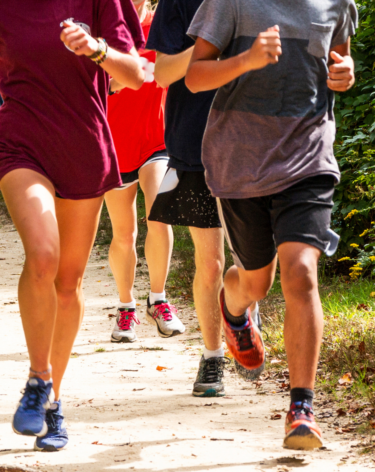 Group of runners on a dirt trail running