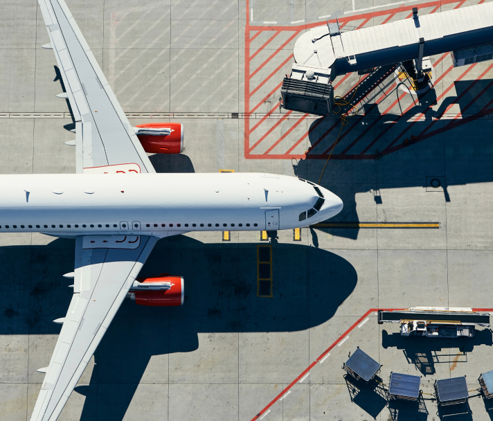 Aerial view of airplane at airport