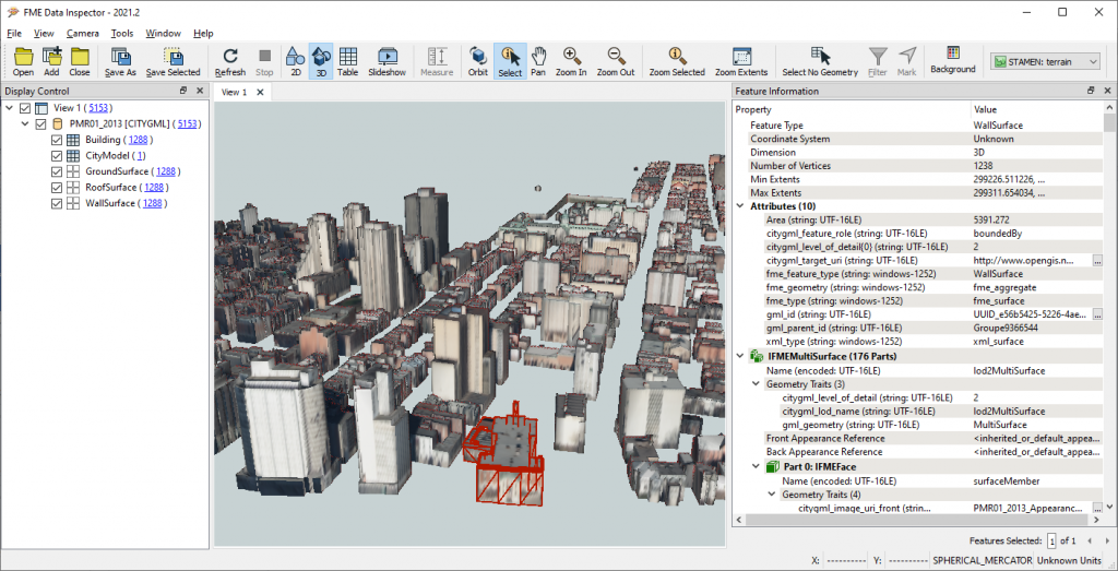 CityGML in FME Data Inspector