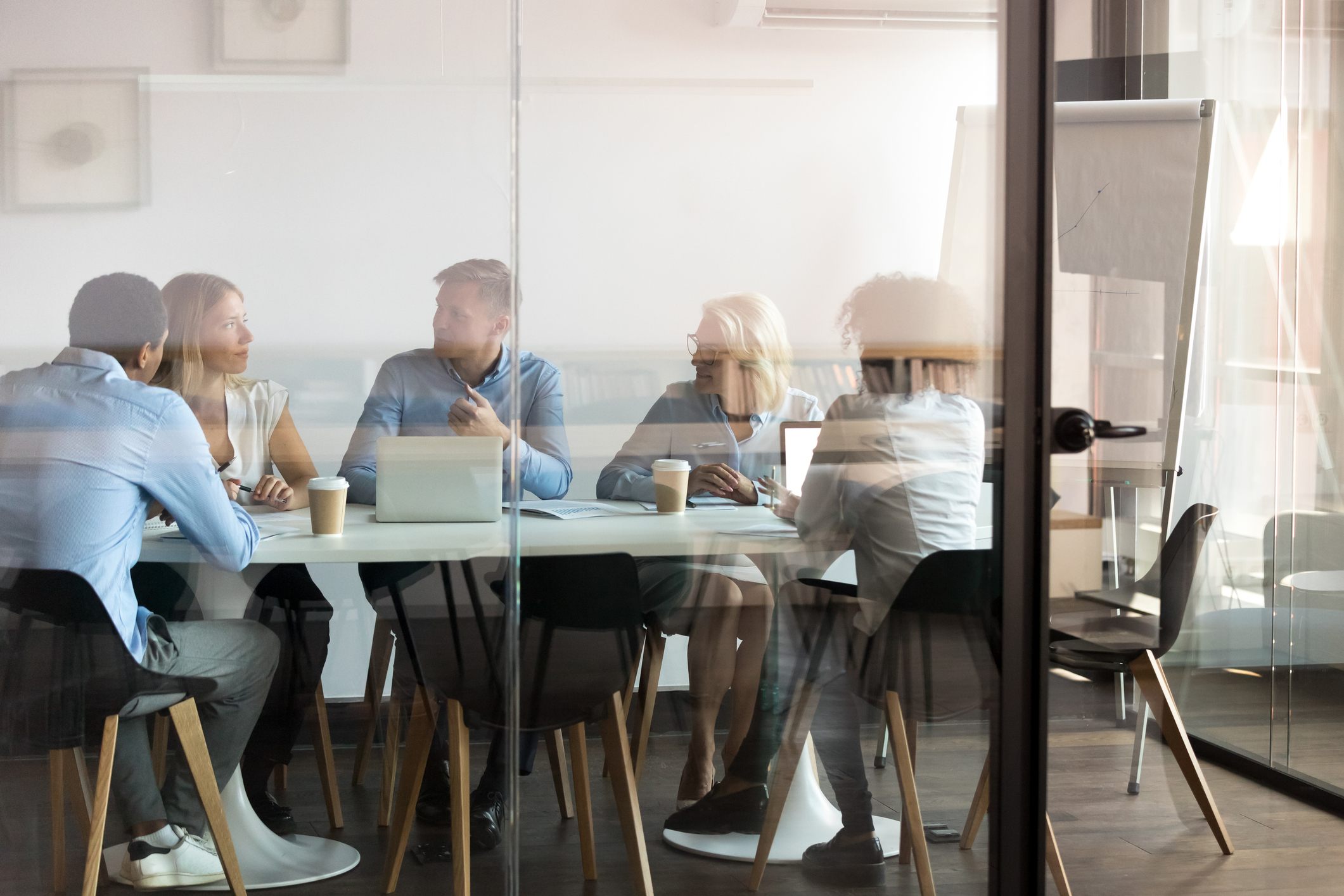 A team having a meeting in the office