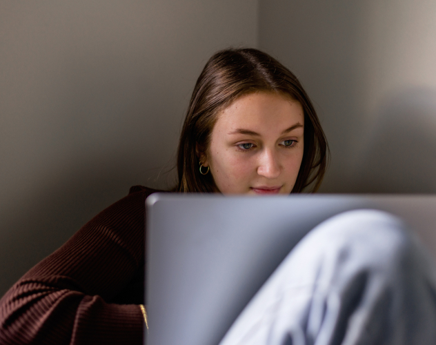 Teen using computer