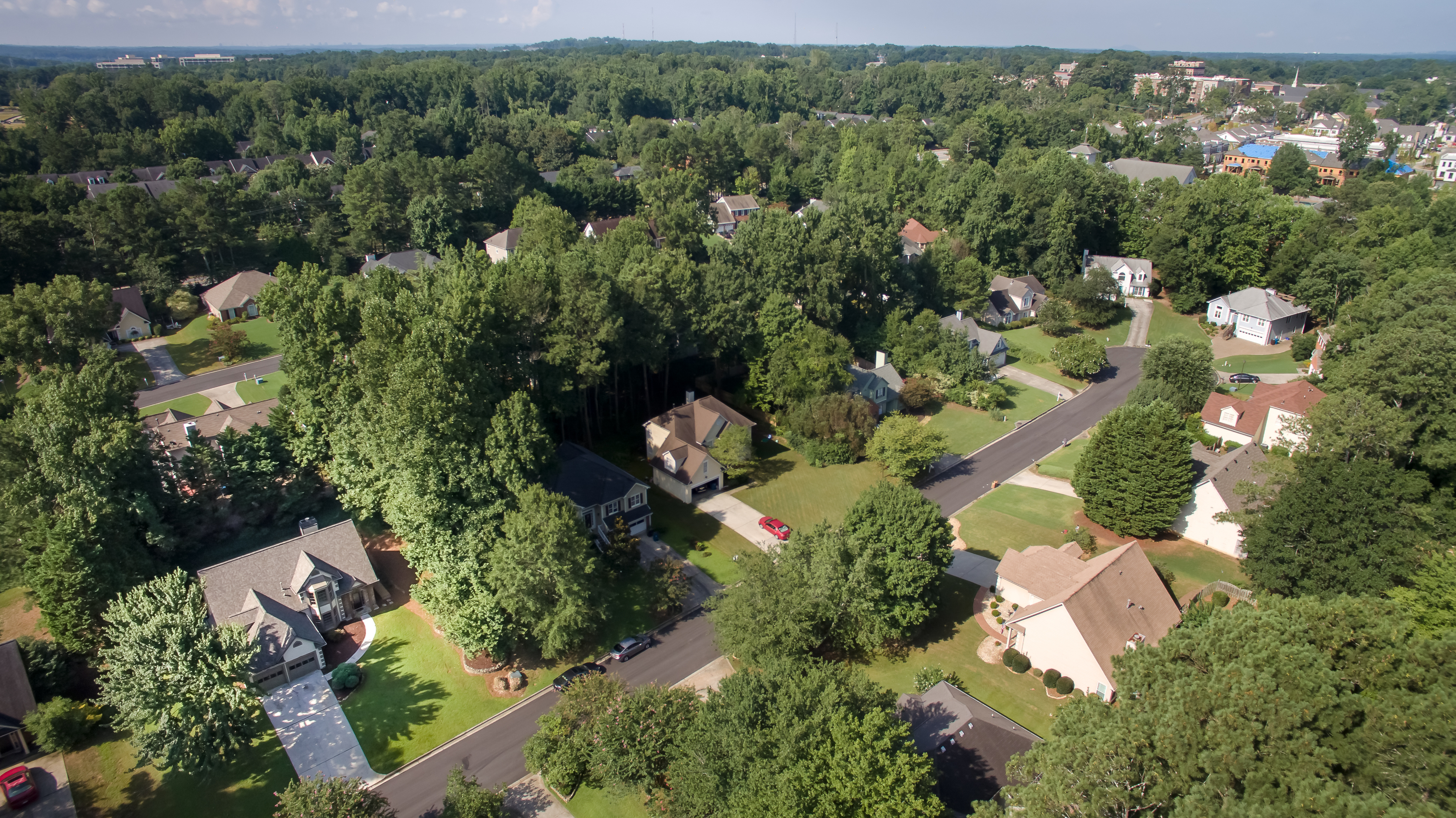 Aerial view of a residential neighbourhood