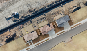 Aerial view of construction site