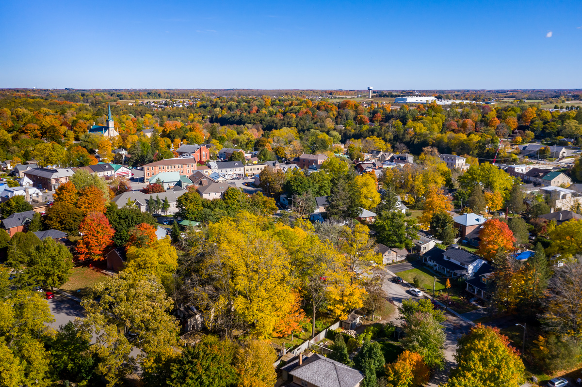 Aerial view of a neighbourhood in Canada