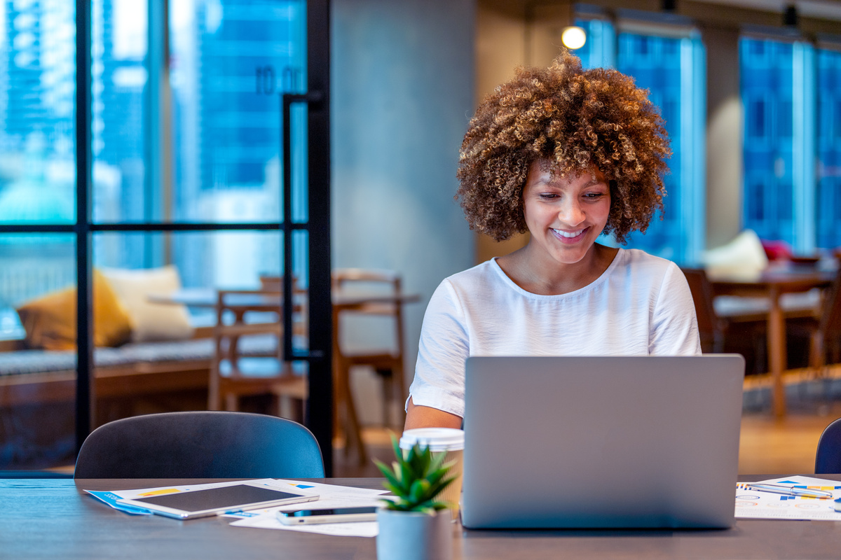 Woman working laptop